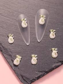 10 cái Năm mới Phong cách Kim loại May mắn Túi tiền Hình dạng Đồ trang trí Rhinestone Nghệ thuật làm Móng Phụ kiện - trắng - Xem 1