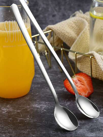 Stainless Steel Cutlery Spoon Set With Long Handle, Including Ice Cream Scoop, Mixing Spoon, Small Spoon, Seasoning Spoon, Coffee Spoon, Dessert Spoon And Honey Spoon ,Kitchen,Christmas Gift,School Supplies