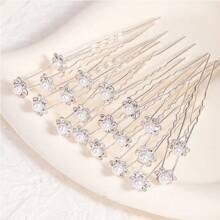 20朵花嫁禮用白/假珍珠水晶髮夾，新娘/伴娘罩面紗配飾優雅頭飾頭冠 - 查看 3