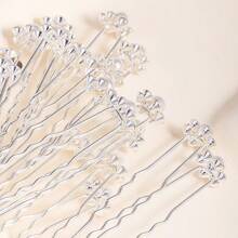 20朵花嫁禮用白/假珍珠水晶髮夾，新娘/伴娘罩面紗配飾優雅頭飾頭冠 - 查看 5