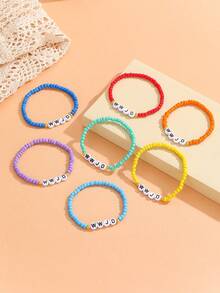 7入組波西米亞風格彩虹珠子手環,適用於女性 - 彩色的 - 查看 3