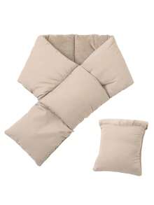 1pc Winter Warm Scarf With Pocket For Men & Women, Solid Color, Windproof & Thermal - Multicolor - View 5