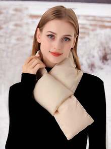 1pc Winter Warm Scarf With Pocket For Men & Women, Solid Color, Windproof & Thermal - Multicolor - View 6