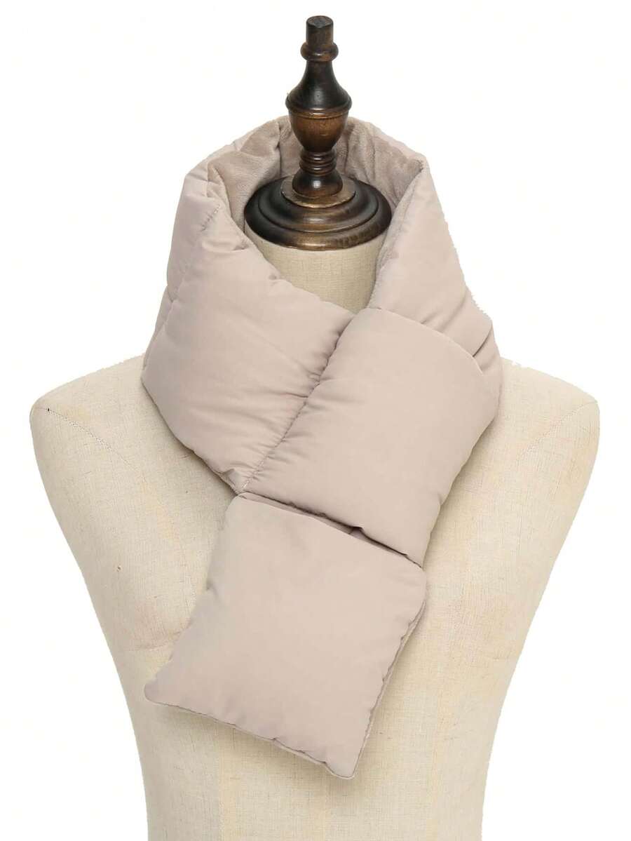 1pc Winter Warm Scarf With Pocket For Men & Women, Solid Color, Windproof & Thermal - Multicolor - View 1