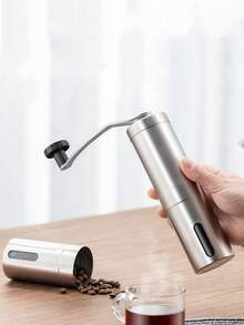 1入組不鏽鋼手持式咖啡磨豆機,家用手動磨豆機,帶曲柄手柄用於咖啡豆研磨