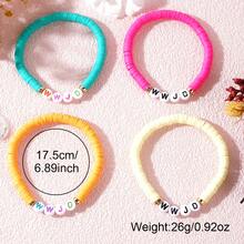 4入組 2024年新款糖果色heishi珠手鍊堆疊訂製少女生日禮物boho姓名首飾套裝,適用於女性男性 - 彩色 - 查看 5