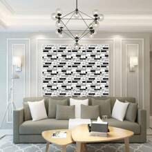 3D 10-Sheet Self Adhesive Backsplash Tiles For Kitchen Bathroom,  Black, White, Gray Marble Patterns, Materials Enhance Overall Aesthetics, Waterproof And Oil Resistant - Black and White - View 3