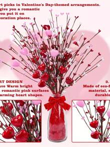 情人节礼物装饰工艺品人造红色浆果带茎和心形浆果 2 件 1 包生日 - 彩色 - 查看 3