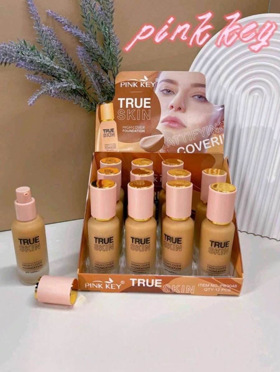 PINK KEY Base De Maquillaje Líquido Profesional Alta Cobertura Antiporos Sin Sensación Grasa - TONO 2 - Ver 1