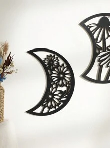 1 Stück/5 Stücke Wanddekoration im Boho-Stil mit Mondphasen, nordische Wandkunst aus Holz für Wohnzimmer, Schlafzimmer, Zuhause, Wanddekoration, Zimmer, Apartment, Bar, Ornament - Schwarz - Übersicht 7