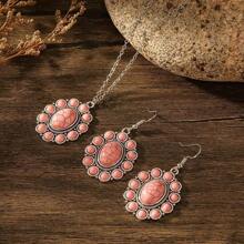 1 件/套西式牛頭、閃電、仙人掌、心形、花朵、綠松石和風格吊墜項鍊和耳環 - 白松石 - 查看 10