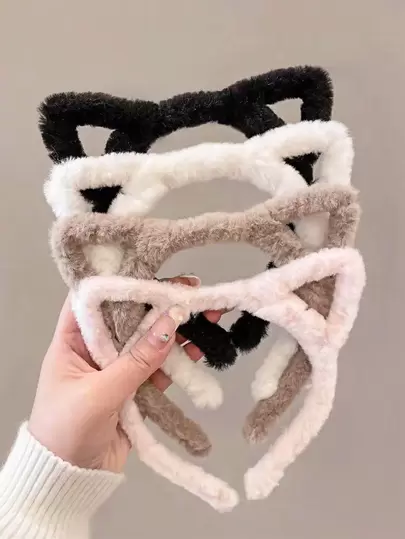 可爱柔软猫耳毛绒发箍，4种颜色可选，是送给姐妹的理想礼物，也是粉色系配饰、发箍、发圈、头饰、美妆家居发饰的最佳选择。