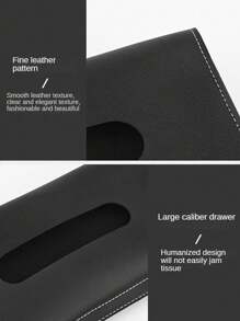 1入組汽車遮陽板紙巾盒,pu皮革藍色衛生紙物質盒 - 藍色 - 查看 3