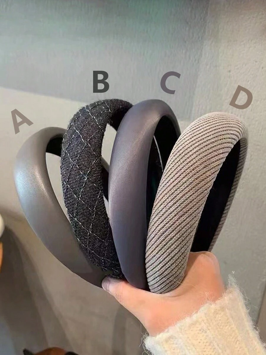 1 件裝寬邊皮革髮帶復古高骷髏形髮夾適合女士戶外佩戴髮飾 - C-1274 - 查看 1