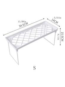 1pc Foldable Storage Rack For Bathroom, Kitchen, Desktop Cosmetics, Sundries Organizer Shelf - White - View 5