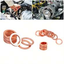 100pcs Copper Washer, O-Ring Copper Gasket Assortment, Flat Ring Seal Set, Automotive Copper Sealing Ring, With Storage Box - Bronze - View 4