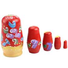 Muñecas Rusas Matryoshka De Madera – Set De 5 Piezas Con Patrón De Niña