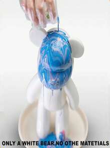 23cmDIY流体熊雕塑手工玩偶摆件暴力熊涂鸦绘画亲子摆件礼物家居装饰生日 - 白色 - 查看 6