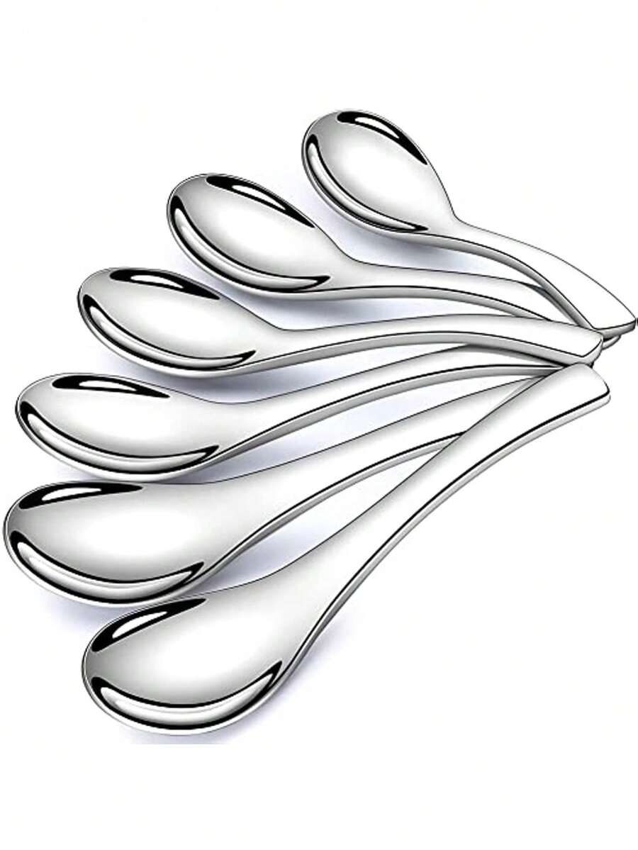 1pc/6PCS 6.57英寸304不锈钢加厚伯爵灰勺、汤勺、不锈钢咖啡勺、简约奶勺、现代搅拌勺、可重复使用勺子、可洗甜品勺、食堂酒店餐具、餐厅餐具、