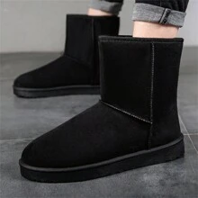 女用雪靴女保暖單腳毛皮連體厚底雪靴女鞋 - 黑色 - 查看 7