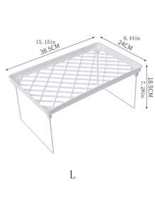 1pc Foldable Storage Rack For Bathroom, Kitchen, Desktop Cosmetics, Sundries Organizer Shelf - White - View 7