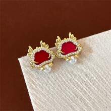 1對2024新年合金耳環,鑲嵌鑽石裝飾,復古且多樣化的設計,適合女性和女孩穿戴,適用於節日和日常穿戴 - EA10339-4 - 查看 8