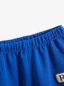 2 piezas para niña pequeña con estampado de conejo de color liso y pantalones a juego - azul real - Ver 5