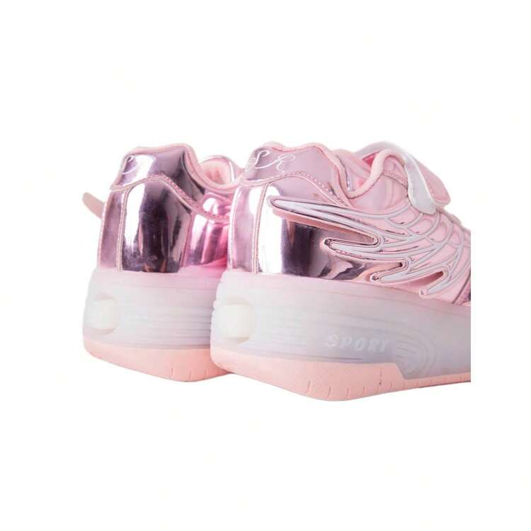 Tenis patin dos ruedas luz led para niños. - Rosa - Añade 6