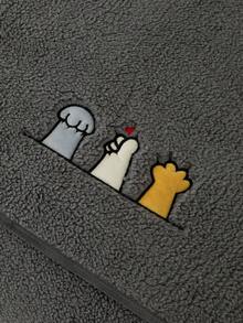 1 件貓爪刺繡毛絨沙發套,簡約可愛風格,加厚,柔軟溫暖,防滑,防髒寵物沙發墊,靠背毛巾和扶手毛巾,保護沙發節日裝飾,四季皆可使用 - 深灰色 - 查看 4