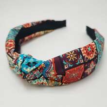 1 件女式波西米亞風格幾何圖案視覺菱形時尚頭帶適合日常佩戴、節日派對裝扮 - 方格 - 查看 4