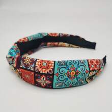 1 件女式波西米亞風格幾何圖案視覺菱形時尚頭帶適合日常佩戴、節日派對裝扮 - 方格 - 查看 6