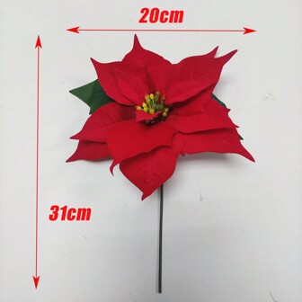 1入組紅色的一品紅,經典滌綸纖維家庭裝飾用品適用於聖誕,冬天季節