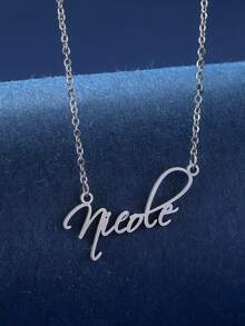 1個個性化不鏽鋼女孩名字吊墜項鍊（僅支持英文字母項鍊） - 銀色 - 查看 4