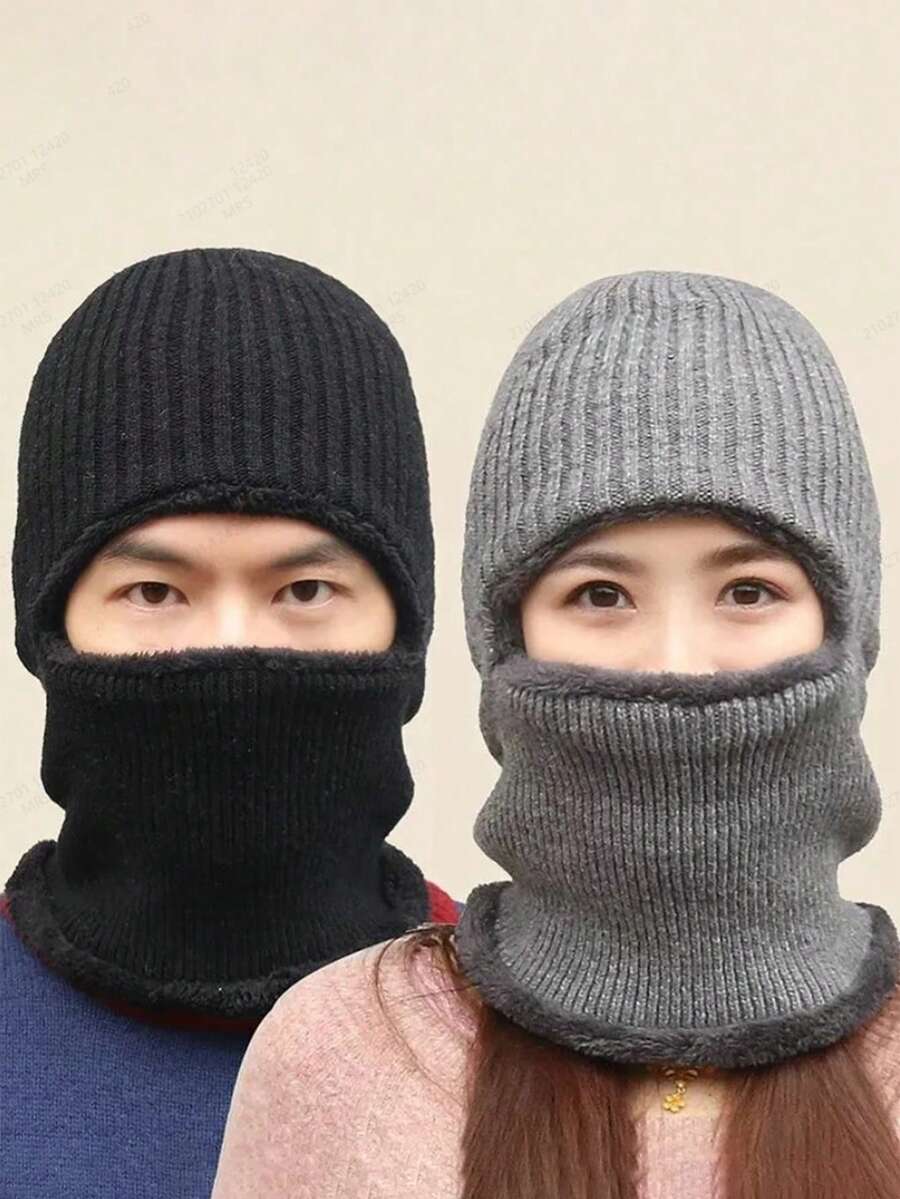 1pc Unisex Navy Blue Ski Cap, Y2k Styled Striped Balaclava Hat Suitable For Outdoor Activities And Commuting In Winter - Navy Blue - View 1