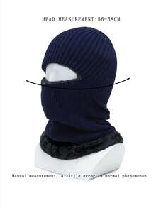 1pc Unisex Navy Blue Ski Cap, Y2k Styled Striped Balaclava Hat Suitable For Outdoor Activities And Commuting In Winter - Navy Blue - View 6