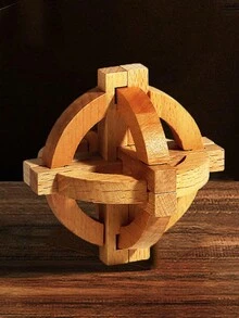 1個盧巴鎖/孔明鎖成人益智玩具,難度高 - 杏色 - 查看 1