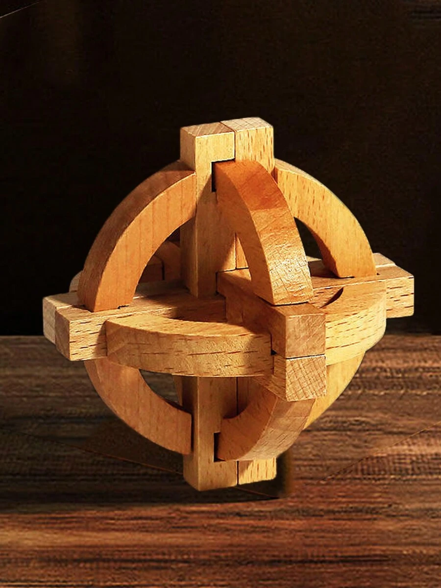 1個盧巴鎖/孔明鎖成人益智玩具,難度高 - 杏色 - 查看 1