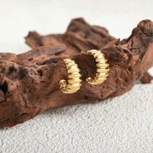 1pair Simple And Fashionable Geometric Asymmetric Ladies' Earrings/Ear Studs, Perfect For European And American-Style Cross-Border Holiday Parties - Geometric Earrings - View 4