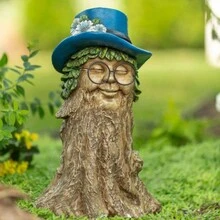New Tree Stump Sculpture Creative Resin Crafts, Lovely Decorative Garden Ornament - Blue Hat - View 1
