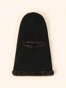 1pc Unisex Navy Blue Ski Cap, Y2k Styled Striped Balaclava Hat Suitable For Outdoor Activities And Commuting In Winter - Navy Blue - View 4