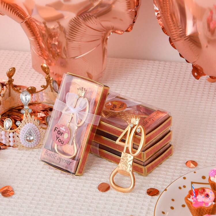 Abrebotellas Dorado 40 Una Gran Idea Para Regalar A Los Huéspedes O Como Recuerdo En Fiestas Del 40 Cumpleaños, 40 Aniversarios De Bodas, Fiestas Temáticas En Negro Y Dorado, Obsequios Para Fiestas, Reuniones Familiares, El Mejor Regalo Para Mamá, Papá, Amigos, Hermanas, Profesores Y Entretenidos - Rosa Roja - Ver 5