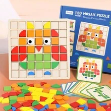 141入組彩色動物形狀木製3d拼圖,有助於認知發展,桌上遊戲玩具 - 彩色 - 查看 5