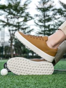 1双男女通用高尔夫运动鞋，超细纤维皮革鞋面，防滑鞋底，防水 - 棕色 - 查看 2