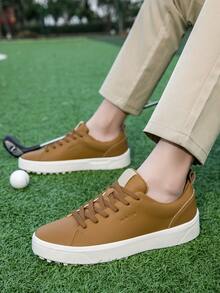 1双男女通用高尔夫运动鞋，超细纤维皮革鞋面，防滑鞋底，防水 - 棕色 - 查看 5