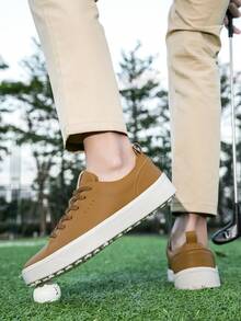 1双男女通用高尔夫运动鞋，超细纤维皮革鞋面，防滑鞋底，防水 - 棕色 - 查看 4