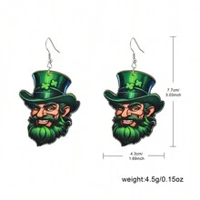 2入組新款時尚聖帕特里克節主題愛爾蘭派對節日木質風格女式耳環 - 3 - 查看 2