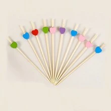 50/100 Pcs Heart Shaped Disposable Fruit Cake Toppers, Wedding, Birthday Party Supplies For Valentine's Day Event - Multicolor - View 2