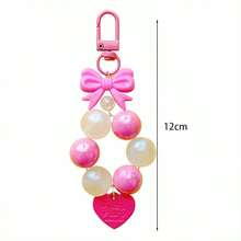 1pc Bowknot & Pearl Beaded Keychain/Diy Car & Phone Case Pendant - Multicolor - View 3