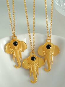 時尚個性化狂歡節禮物頸鏈,獨特象儀表18k鍍金珠寶 - 金色 - 查看 1