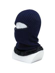 1pc Unisex Navy Blue Ski Cap, Y2k Styled Striped Balaclava Hat Suitable For Outdoor Activities And Commuting In Winter - Navy Blue - View 8